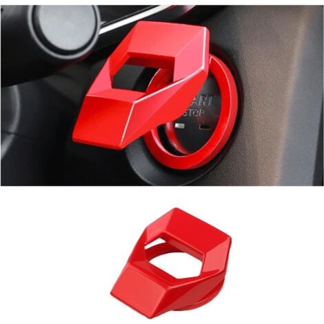 Lntyq Motor-Stopp-Tastenabdeckung, Auto-Motor-Start-Stopp-Schalterknopf, selbstklebende Auto-Motorschalter-Dekoration(rot)