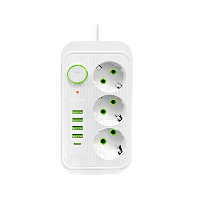 Multiprise Murale 3 Prises et 4 usb avec 1 usb c, Electrique 8 en 1, Multiprise Secteur pour la Maison Le Bureau Noir(17.28.63.8CM) - Lntyq