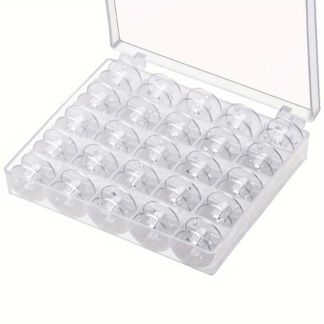 Lntyq Nähmaschinenspulen, Nähmaschinenspulen Universal-Nähspulen Kunststoff-Nähmaschinenspule mit Aufbewahrungsbox (25 Stück transparent)