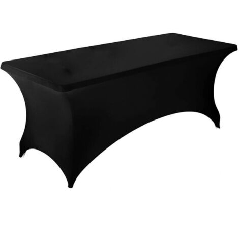 Lntyq Nappe de Table Extensible [6 Pieds, 183 cm] Couverture de Table en Polyester et Spandex - Lavable en Machine et Infroissable (Noir)