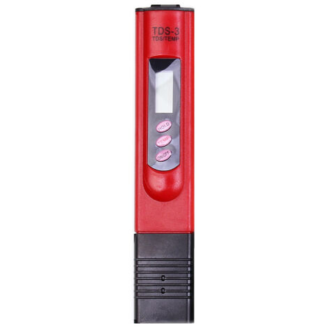 Lntyq Numerischer LCD-Wasserqualitätsdetektor, Wasseranalysegerät, Teststift, tragbar, Reinstfilter, TDS, Computertest, 0–9990 PPM, Temperatur (rot)