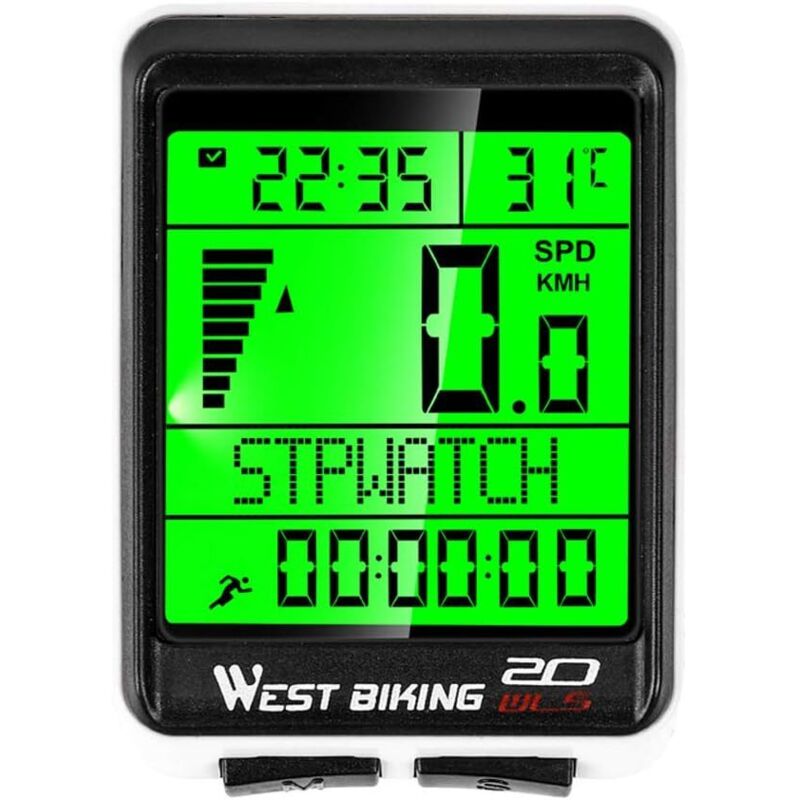 Lntyq Odómetro de bicicleta inalámbrico con retroiluminación, 5 idiomas, resistente al agua