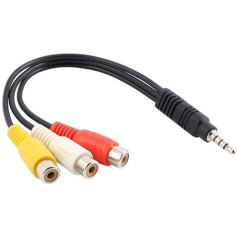 Lntyq P13S Câble adaptateur jack 3,5 mm vers 3 RCA RCA 30 cm, fiche jack 3,5 mm vers 3 prises RCA femelles pour TV, DVD, MP3, PC, caméscope