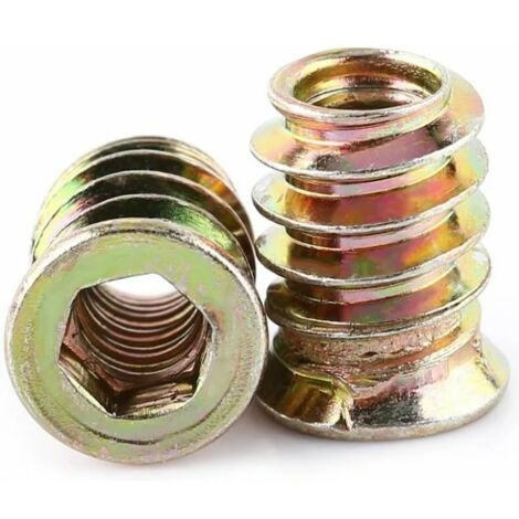 Lntyq Pack de 30 Écrous Hexagonaux M6 en Alliage de Zinc, Assortiment d'Écrous d'Insert en Alliage de Zinc (M6X15mm)