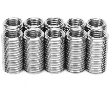 Lntyq Packung mit 10 M16 x 2 Außengewinde auf M12 x 1,75 Innengewinde-Reparatureinsätzen, 30 mm lang, aus Edelstahl, metrische selbstschneidende Gewindehülsen, Befestigungselemente