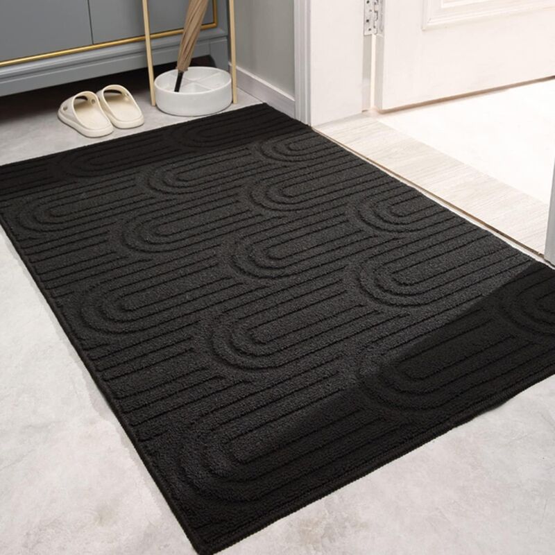 Paillasson de qualité supérieure - 60 x 90 cm,Tapis antidérapant,Tapis de Sol Tapis de poussière Lavable Nettoyage extérieur Tapis, noir - Lntyq