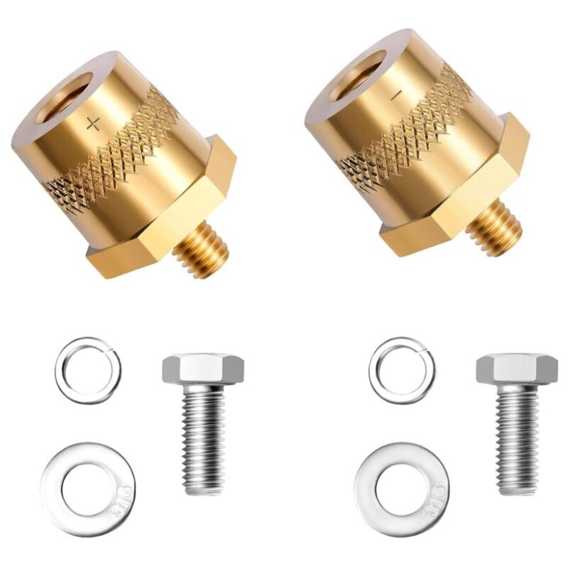 Lntyq - Paire d'adaptateurs de batterie M8 en laiton, bornes de bornes de batterie, adaptateur de pôle de batterie pour batteries de voiture au