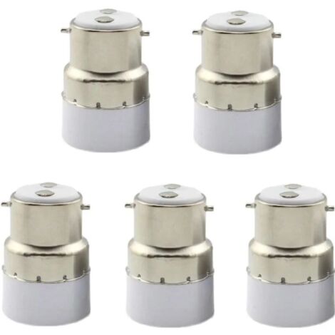 Lntyq Paquet de 5 convertisseurs de douille d'ampoule B22 à E14 Douille de douille B22 Passer au support de lampe adaptateur standard E14