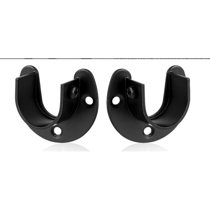 Lntyq Paquete de 2 soportes para barra de armario en forma de U - Soporte de acero inoxidable - Negro