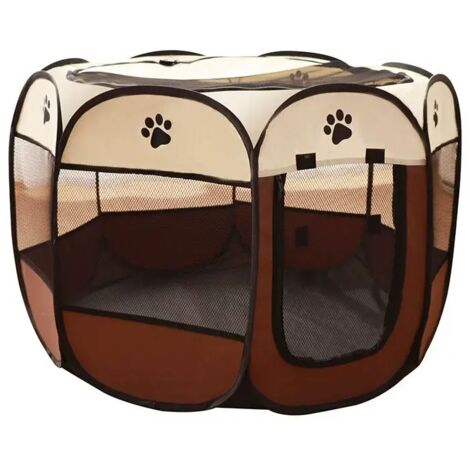 Lntyq Parc Chien Parc à Chiot Enclos pour Chiens Chats Lapins Pliable Utiliser à l'intérieur et à l'extérieur (café)，737343cm