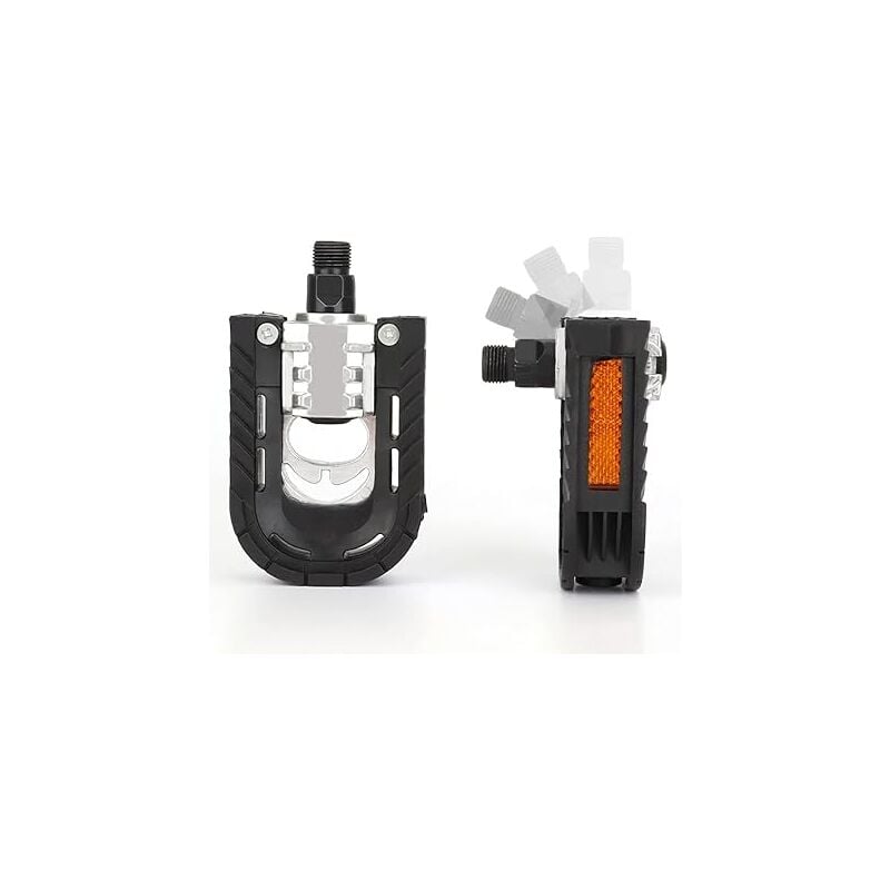 Lntyq - Pédales de vélo pliables en alliage d'aluminium avec réflecteurs et antirouille - φ 14 mm (9/16') - Faciles à plier dans le métro, pour vélo