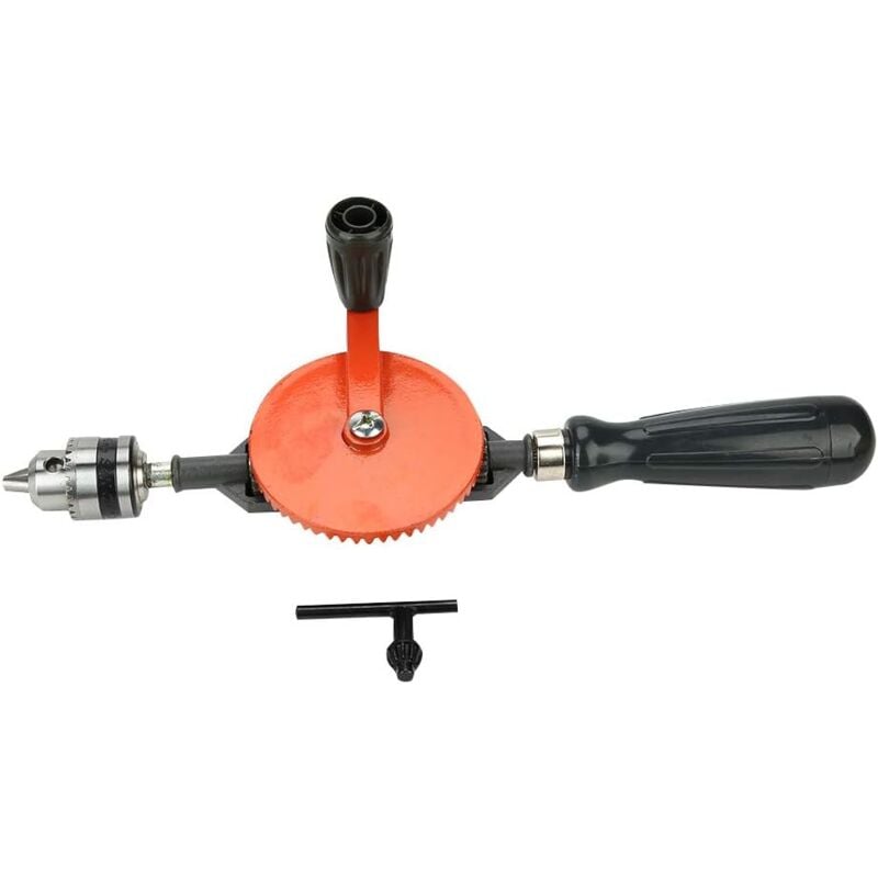 Lntyq - Perceuse portative à manivelle, mini perceuse manuelle avec double pignon adapté au bois en plastique(1/4'), Mandrins
