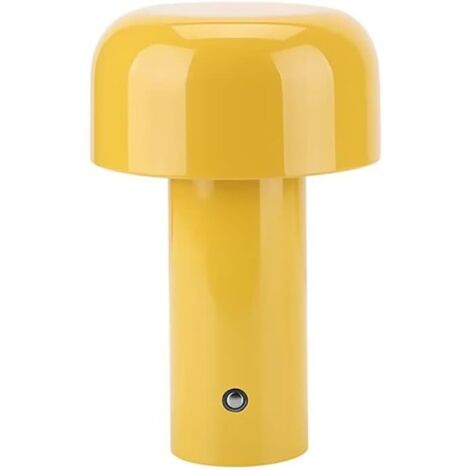 Lntyq Pilz-Tischlampe, kabellose Tischlampen, wiederaufladbare LED-Schreibtischlampe, 3 Helligkeitsstufen, dimmbare Touch-Schreibtischlampe für Schlafzimmer, Büro, Nachttisch, Gelb