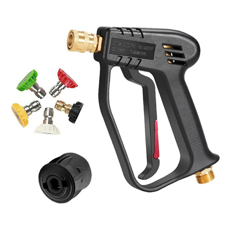 Lntyq - Pistolet de Lavage Haute Pression, 4000 psi, Interface M22 (14 mm) et Interface Rapide Karcher avec 5 Embouts de Buse d'eau pour Nettoyage de
