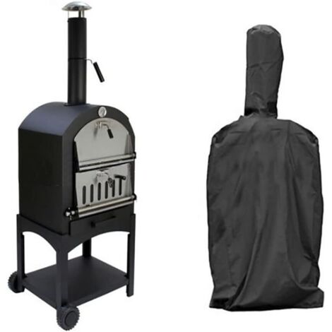 Lntyq Pizzaofen-Abdeckung für den Außenbereich, Grillabdeckung, Regenschutz für Pizzaöfen im Freien, wetterfeste, staubdichte Schutzhülle aus Polyestergewebe, Schwarz, 165 x 65 x 45 cm