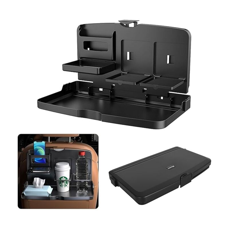 Lntyq - Plateau de voiture pliable, table à manger de voiture pour enfants, plateaux de voyage de voiture avec porte-gobelet, organisateur de siège