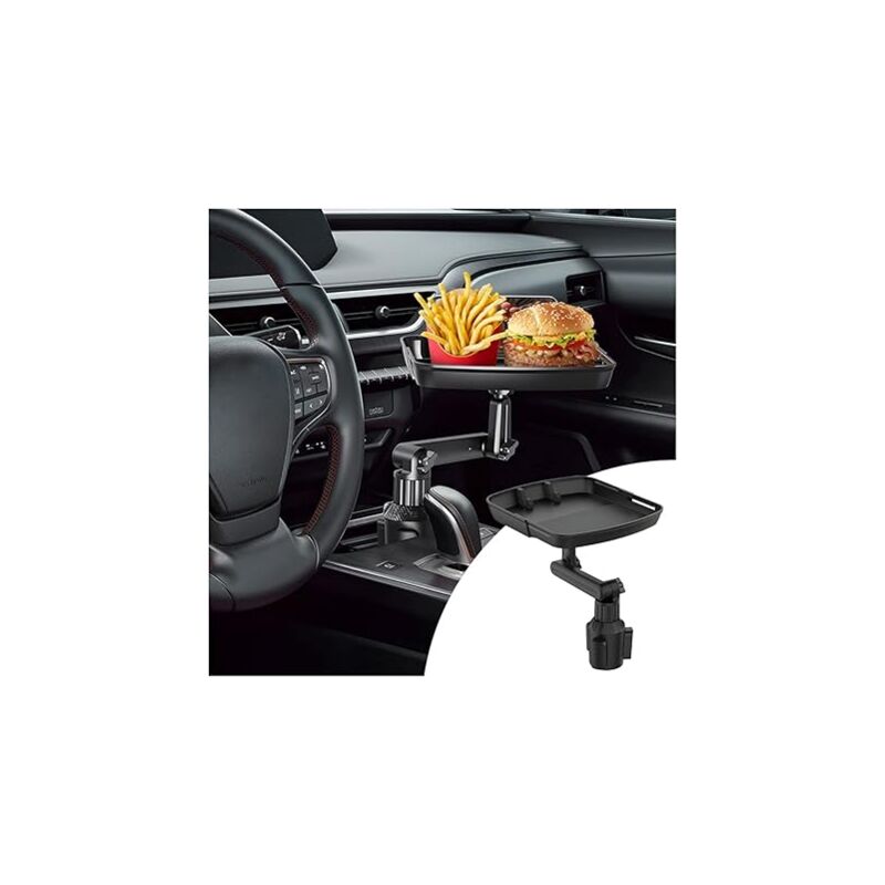 Lntyq - Plateau porte-gobelet de voiture, plateau de table multifonctionnel pour voiture pour manger avec fente pour téléphone portable, plateau