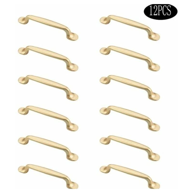 Lntyq - Poignées de Meuble Dorées, Lot de 12 Poignées pour Armoires et Tiroirs de Cuisine, Chambre, avec Vis de Montage