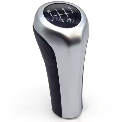 Lntyq Pommeau de levier de vitesses compatible avec BMW Série 1 3 5 6 E30 E32 E34 E36 E38 E39 E46 E53 E60 E61 E63 E81 E82 E83 E84 E87 E90 E91 E92 X1 X3 X5 - Fibre blanche 6 vitesses