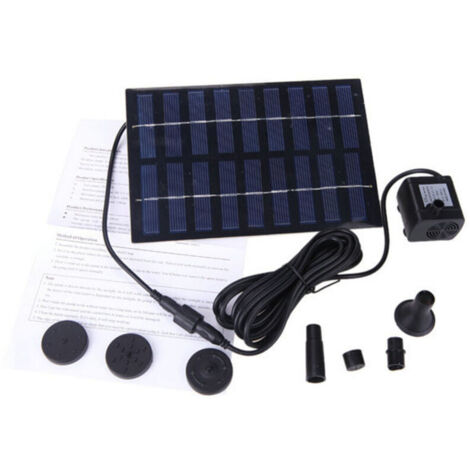 Lntyq Pompe de fontaine solaire, 9 V, 1,8 W, 165 l/h, panneau solaire PET, kit d'arrosage pour fontaine, bassin, piscine, jardin