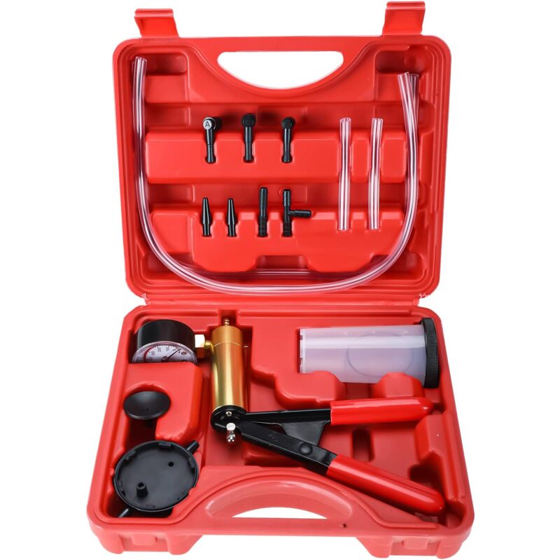 Pompe Manuelle à dépression Liquide de Frein Testeur à Vide et Appareil de Purge 6 adaptateurs avec Coffret - Lntyq