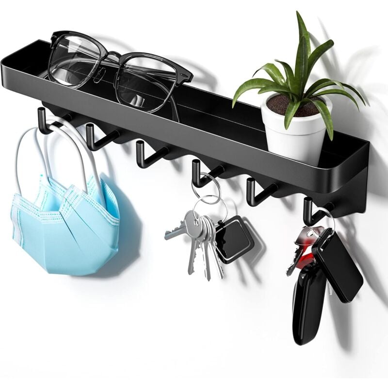 Lntyq - porte clé mural à 6 crochets, petit portable accroche sans percer, boite decorative pour rangement des clés et courrier à l'entrée,
