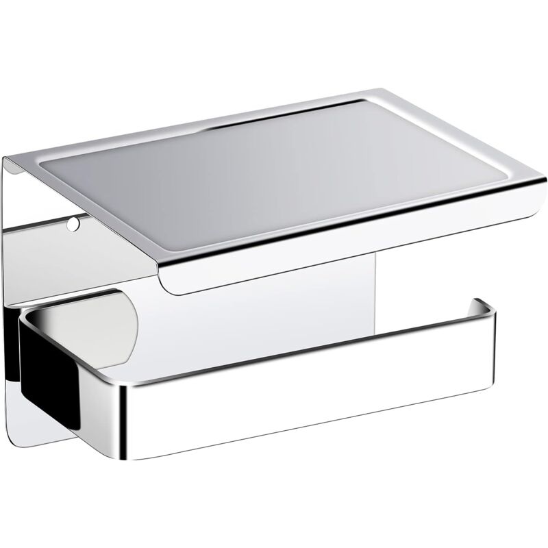 Lntyq Porte Rouleau Papier Toilettes avec Adhésif 3M 304 Acier Inoxydable Porte Papier Toilette avec Étagère de Rangement Chrome