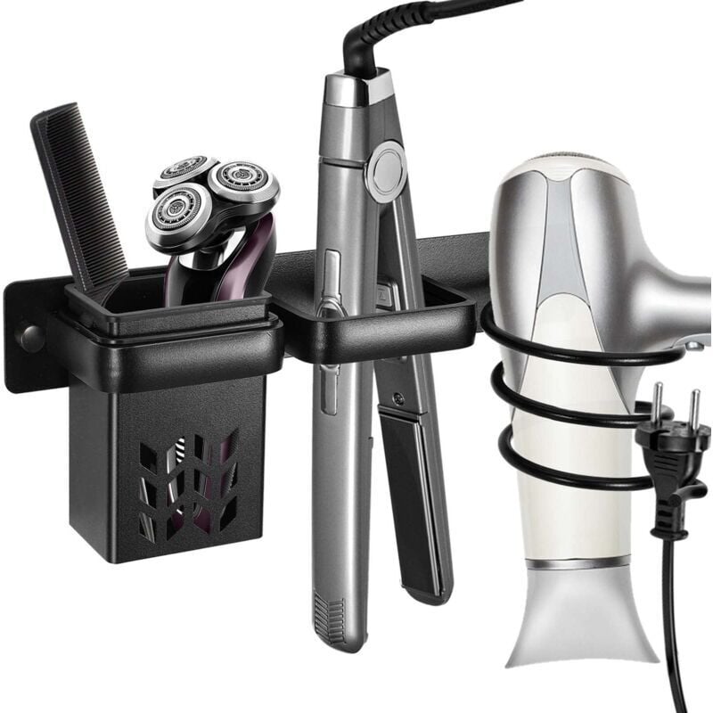 Porte Sèche Cheveux, Support Seche Cheveux et Lisseur, Support de Lisseur Aluminium, Support Mural pour Organisateur de sèche-Cheveux pour hôtel de