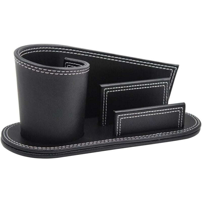 Pot à Crayons en pu Cuir Organiseur de Bureau Multifonctionnel Porte Stylo Boîtes de Rangement Stockage Cartes de Visite Règle Ciseaux Agrafeuse