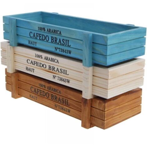 Lntyq – Pot à réserve d'eau en bois naturel – Jardinière rectangulaire 3 pièces – Pour balcon, jardin ou cuisine – Écologique et durable