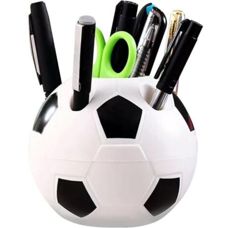 Lntyq Pot à Stylos, Pot à Crayons en Forme de Ballon de Football, Organiseur Bureau avec 6 Trous, Porte Crayons Bureau, Rangement Stylo, Organiseur