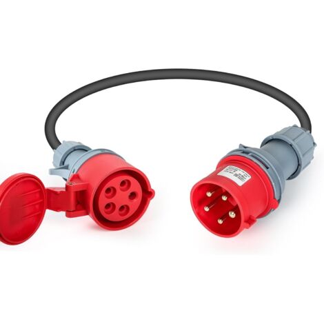 Lntyq Prise Adaptateur Camping, Adaptateur Secteur 32A mâle vers 16A Femelle 5 Broches Adaptateur 32A vers 16A câble Adaptateur Camping 1 mètre