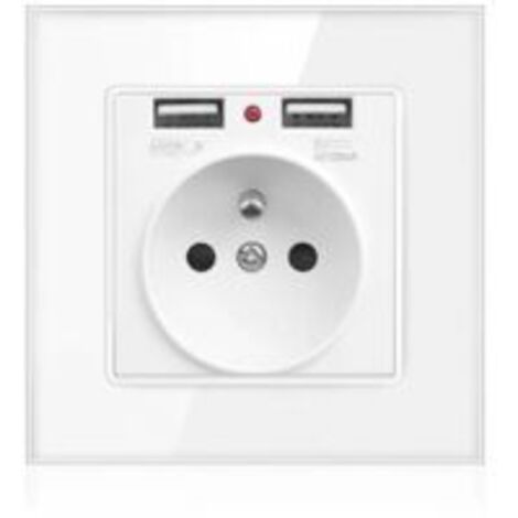 Lntyq Prise Electrique Murale avec Double USB - Chargeur pour iPhone/Android prise française