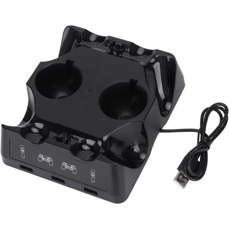 Lntyq PS4-Controller-Ladegerät, PS4-Controller-Ständer, Ladestation, Controller-Ladegerät, Ladegerät für PS4 Move für PS4/PS4 Move/PS4 VR-Controller, vier Ladestationen