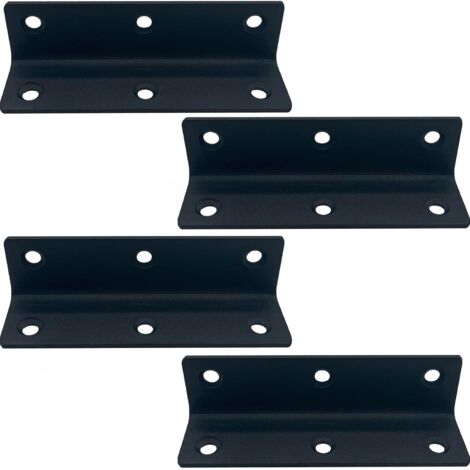 Lntyq Rechtwinkliger Verbinder, L-förmige Halterung – 4 Stück, 100 x 26 x 26 mm, 90 Grad breite Streben, Holzverbinder zur Befestigung von Zäunen, Tischen und Regalen, schwarz