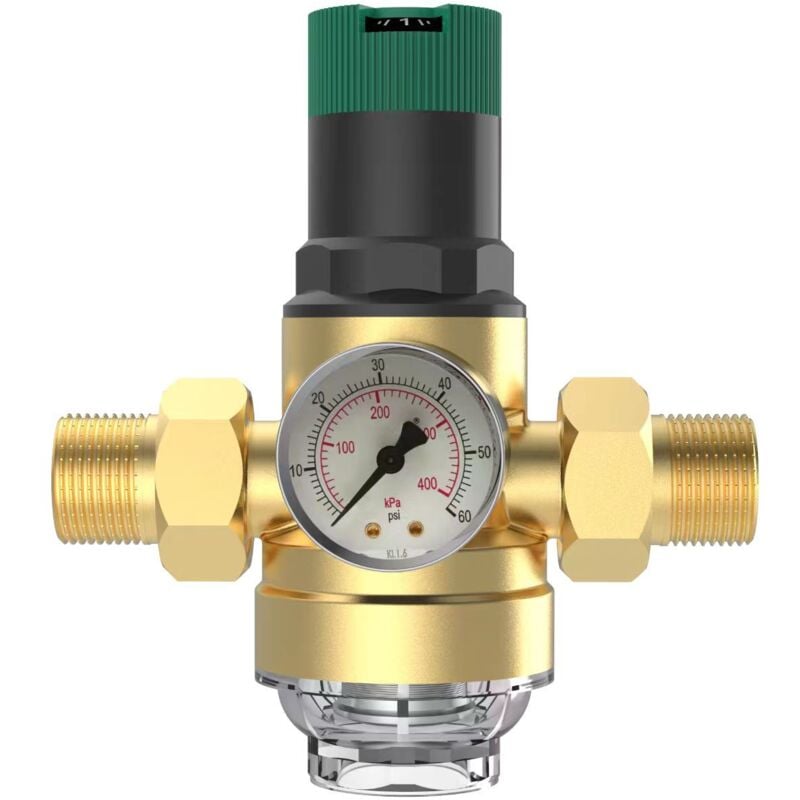 Reducteur de Pression Eau 3/4 Pouce, avec Manometre Pression Eau, Réducteur de Pression d'eau Réglable, Limiteur de Pression, pour D'irrigation de