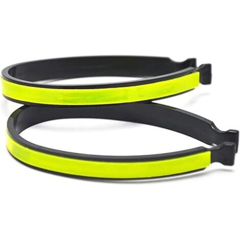 Lntyq Reflektierender Fahrrad-Knöchelriemen, reflektierende Fahrradclips, reflektierender Fahrradhosenclip, reflektierender Hosenclip, für Radfahrer, fluoreszierendes Gelb, Gelb, 2 Stück
