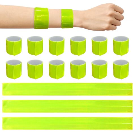 Lntyq Reflektorarmband, 15 Stück Reflektorarmband Sicherheitsreflektorband für Erwachsene und Kinder zum Laufen, Nachtlaufen, Radfahren