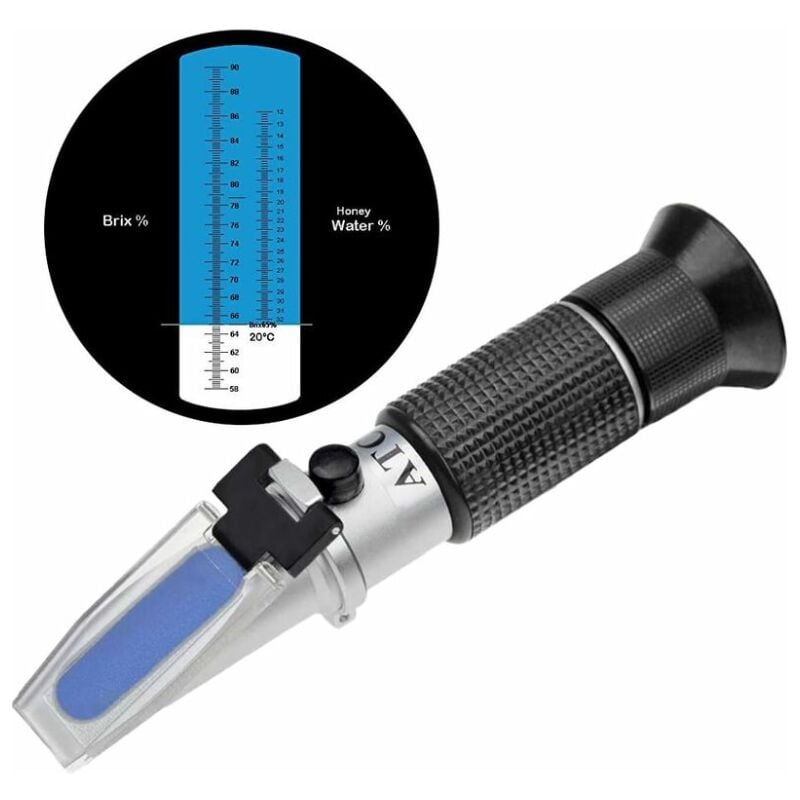 Lntyq - Réfractomètre de 0 à 90% Brix Réfractomètre Manuel pour déterminer la teneur en Sucre de Miel Huile végétale Sirup Melasse avec Fonction atc