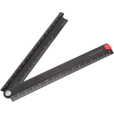 Lntyq Règle Pliante en Alliage D'aluminium 0-300mm Règle en Alliage de Type L Papeterie en Métal Pliante à 90 ° Règle de 11.8 Pouces pour la Fabrication Mécanique