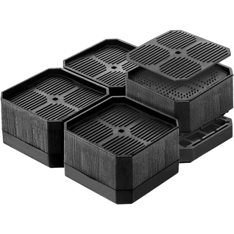 Lntyq - Rehausseur Pieds de Lit Rehausseurs Meuble Rehausseur de Lit Rehausseur de Pied, Augmenter Hauteur de 4CM ou 8CM (4 Pac, Noir)