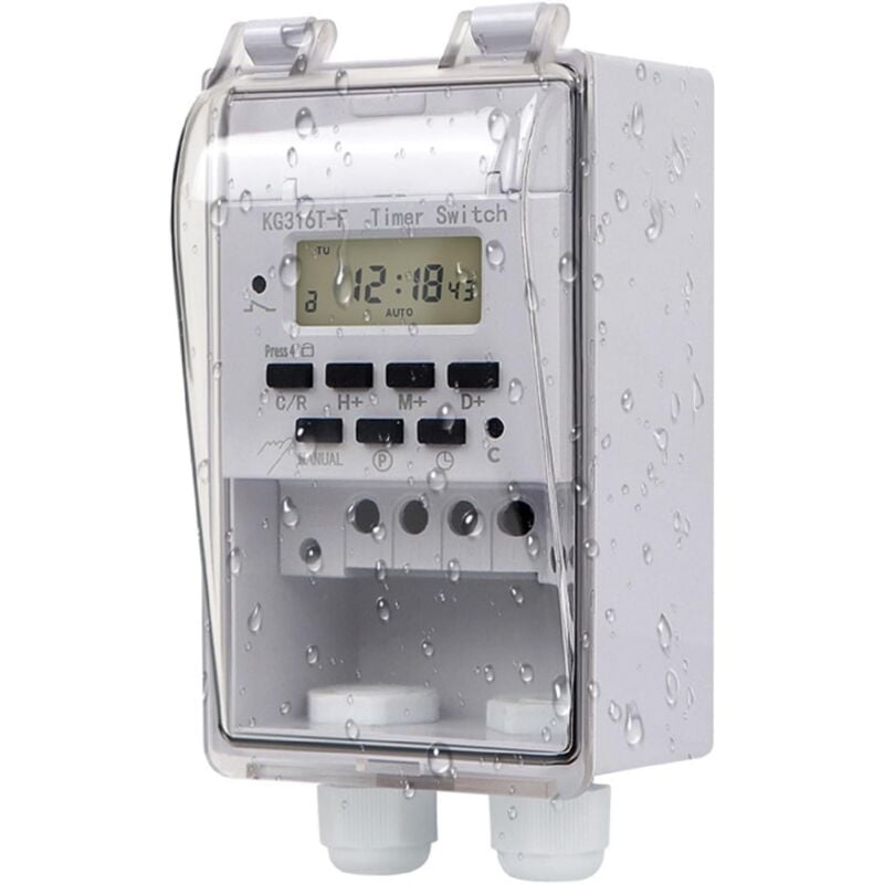 Lntyq Relais programmable 220 V intelligent minuteur mural LCD numérique avec couvercle transparent étanche