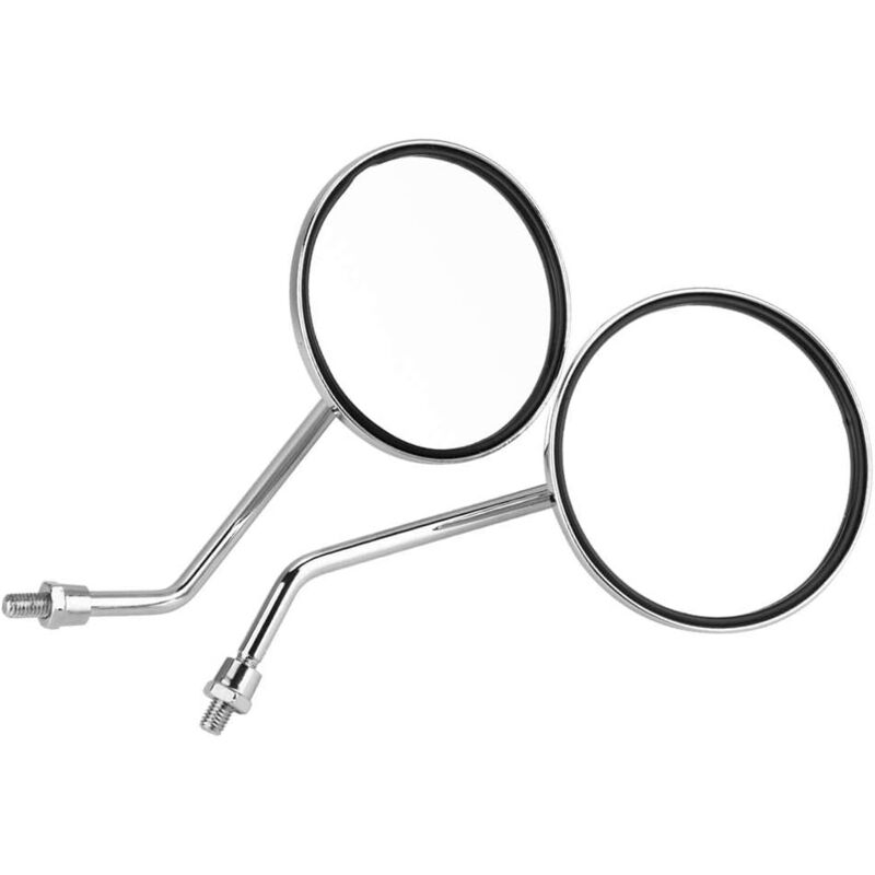 Lntyq - Rétroviseur moto - 1 paire de rétroviseurs de moto argentés ronds chromés de 8 mm. Rétroviseur gauche et droit