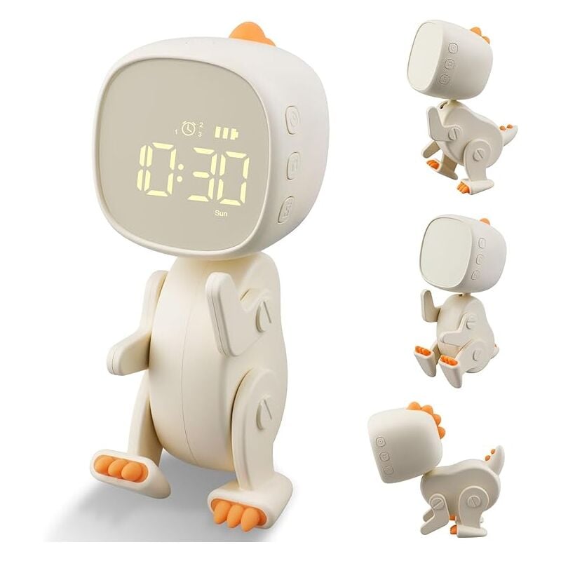 Lntyq - Réveil Enfant Fille Garçon,Réveil Lumineux Numérique pour Enfant avec 3 Groupes Alarmes,Veilleuse,Snooze Function,Le Son et la Luminosité