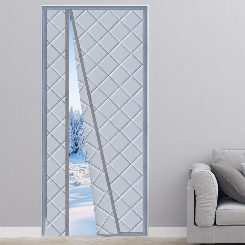 Rideau Porte Isolation Thermique Magnétique 110x220cm, Anti Froid, Obscurcissement, Insonorisation pour Balcon Salon sous-Sol Ouverture à Gauche et à