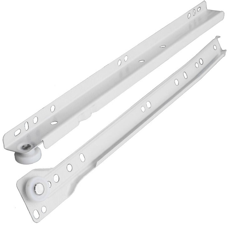 Lntyq Riel deslizante para cajón de armario de cocina, de acero - 300 mm Capacidad de rodamiento de bolas: 30 kg Extensión telescópica 1 par - Blanco