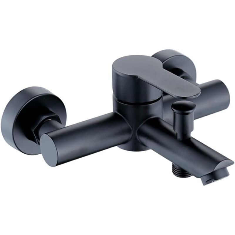 Robinet Baignoire Noir, Mitigeur de Baignoire avec Tous les Accessoires, Mitigeur Monocommande pour Baignoire, Matériel en acier inoxydable, Robinet