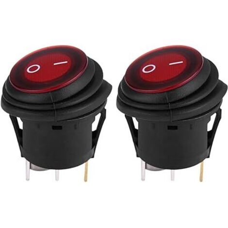 Lntyq Rotes LED-Licht 12 V/24 V Universal 3-poliger runder EIN-AUS-Wippschalter für Auto/Boot, 2 Stück für Ersatzteile