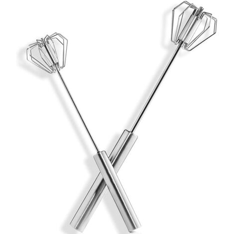 Lntyq rotierende Schneebesen, Handmixer, Edelstahl-Rotationsmixer, halbautomatisches Küchengerät, silberfarben, 31,2 x 6,5 cm
