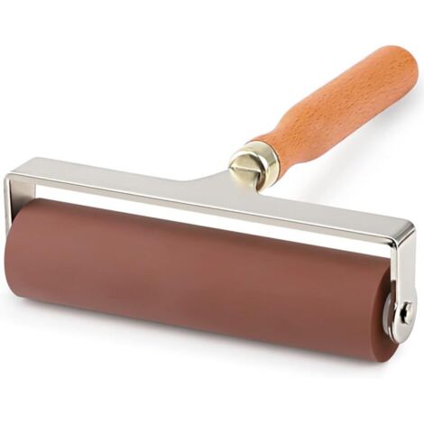 Lntyq Rouleau en caoutchouc souple, idéal pour les outils de construction, d'impression, d'encre et d'estampage (marron, 15 cm)